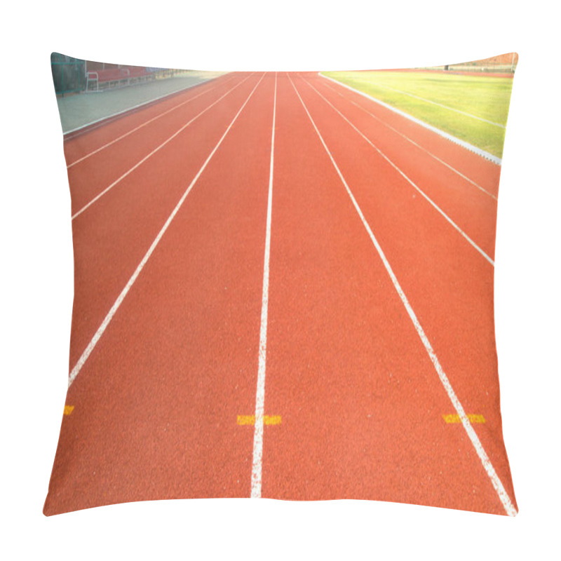 Personality  Red Running Track In Stadium. Pillow Covers