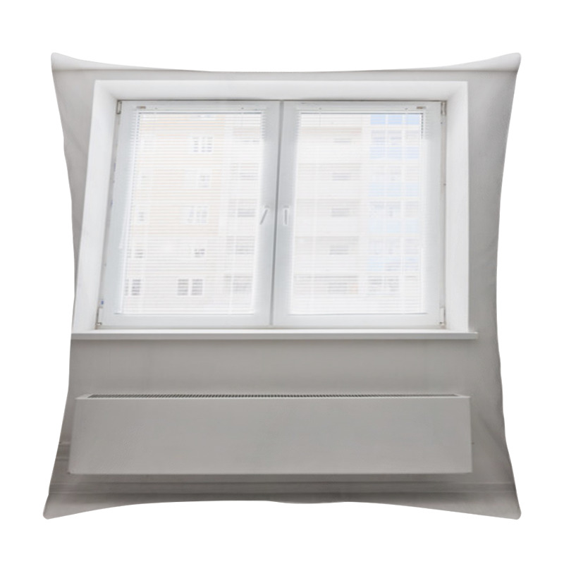 Personality  White Plastic Double Door Window With Radiator Under It.  Pillow Covers