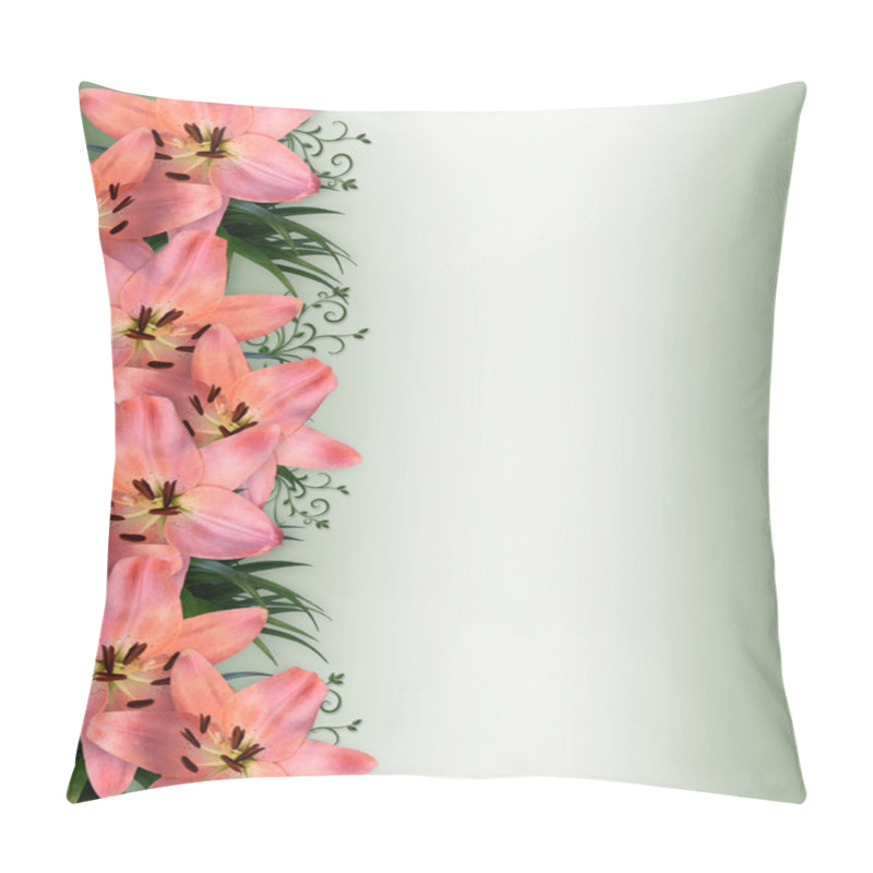 Personality  Pink Lilies Floral Border Pillow Covers