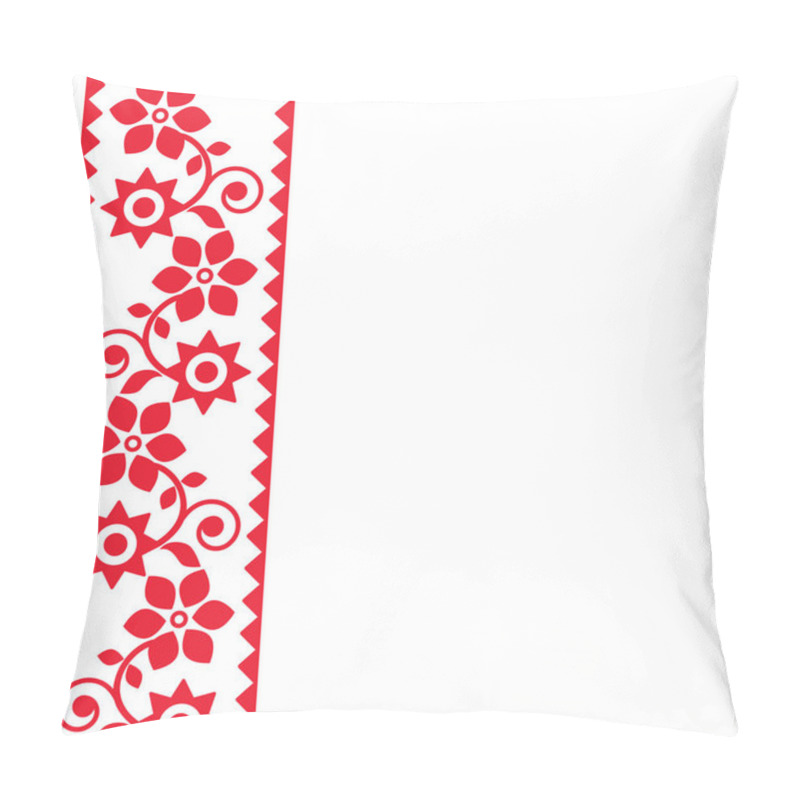 Personality  Polish Retro Floral  Folk Art Vector Greeting Card Design Inspired By Traditional Highlanders Embroidery Lachy Sadeckie Pillow Covers