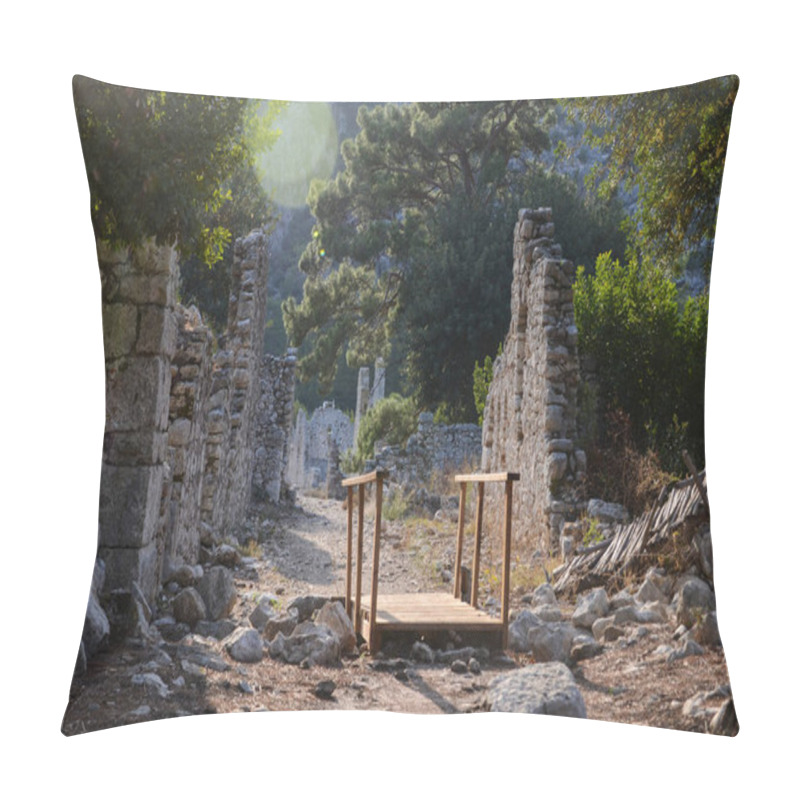 Personality  Ancient Ruins Of Olympos Turkey Surrounded By Nature On A Serene Path With Historic Stone Walls Pillow Covers