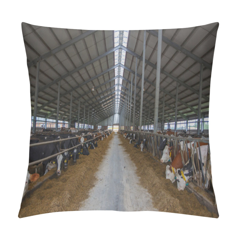 Personality  Herd Of Young Cows In Cowshed Pillow Covers