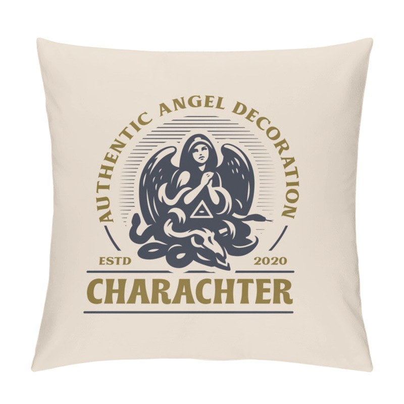 Personality  Woman Angel In A Hood And With Wings Prays. Pillow Covers