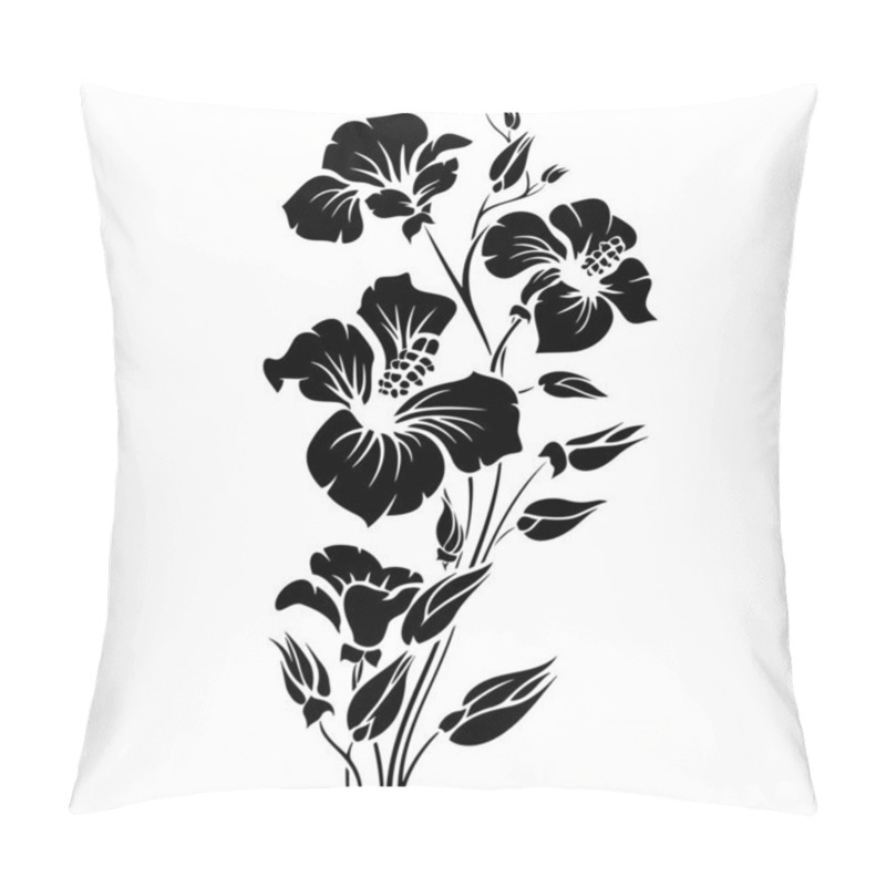 Personality  A Monochrome Drawing Of A Flower With Intricate Leaves On A Clean White Background, Showcasing Creative Artistry And Intricate Patterns Using A Minimalist Stencil Font Pillow Covers