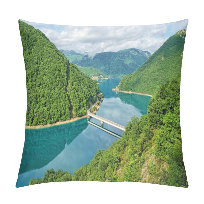 Personality  Bridge On Piva Lake Near Pluzine, Montenegro Pillow Covers