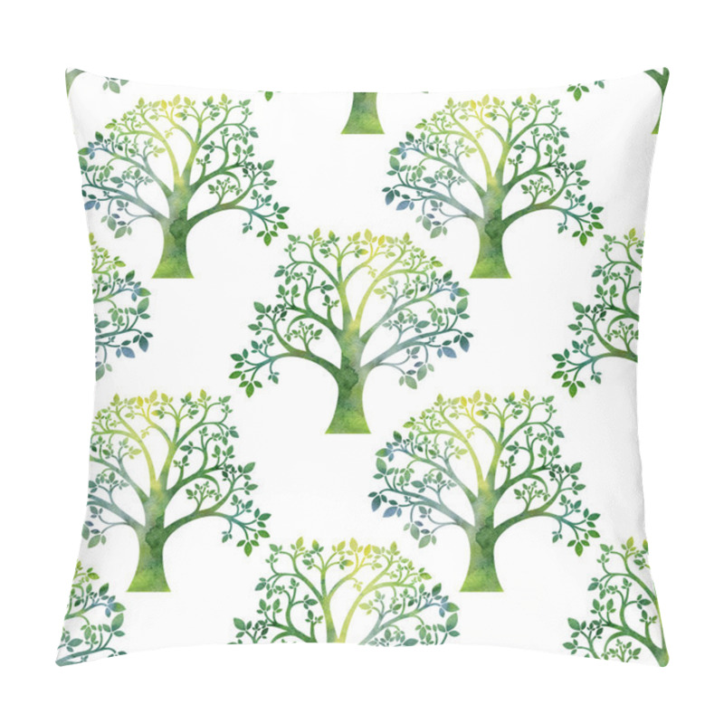 Personality  Nature Seamless Pattern With Tree Branches And Green Leaves Pillow Covers