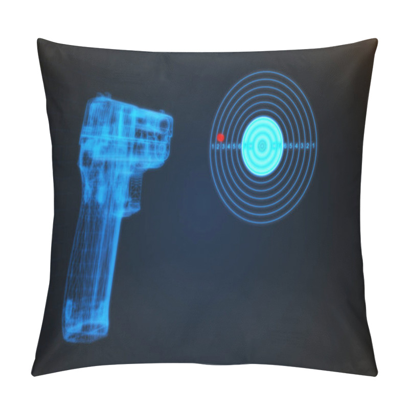 Personality  3d Illustration Of A Pistol Shooting At A Target Pillow Covers