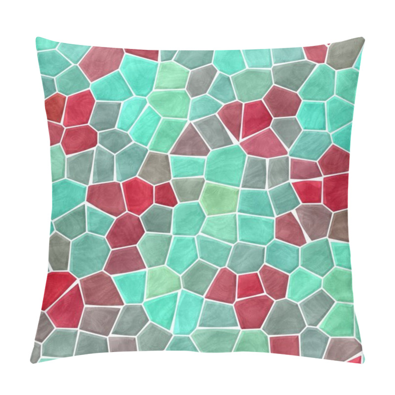 Personality  Colored Abstract Marble Irregular Plastic Stony Mosaic Pattern Texture Background With White Grout - Blue, Cyan, Turquoise, Gray And Red Colors Pillow Covers