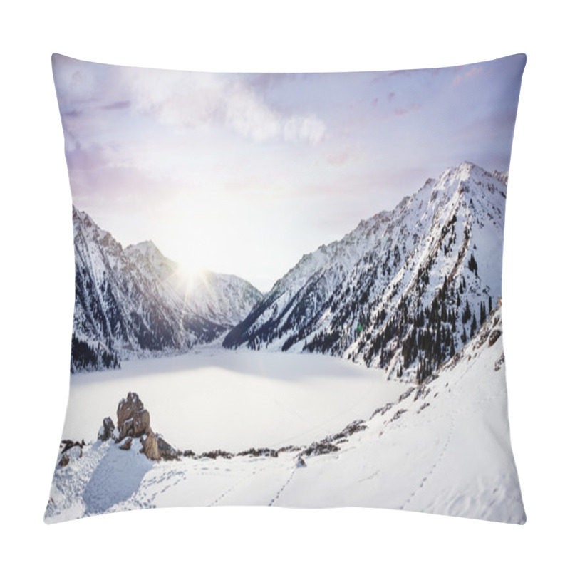 Personality  Winter Mountain Lake Pillow Covers