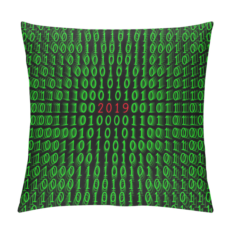 Personality  2019 Happy New Year. Numbers Appearing In The 1 And 0 Binary Code. Vector Illustration. Pillow Covers