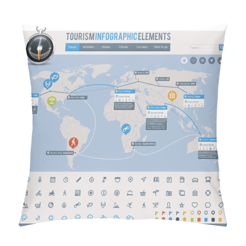 Personality  Tourism Infographic Elements Pillow Covers