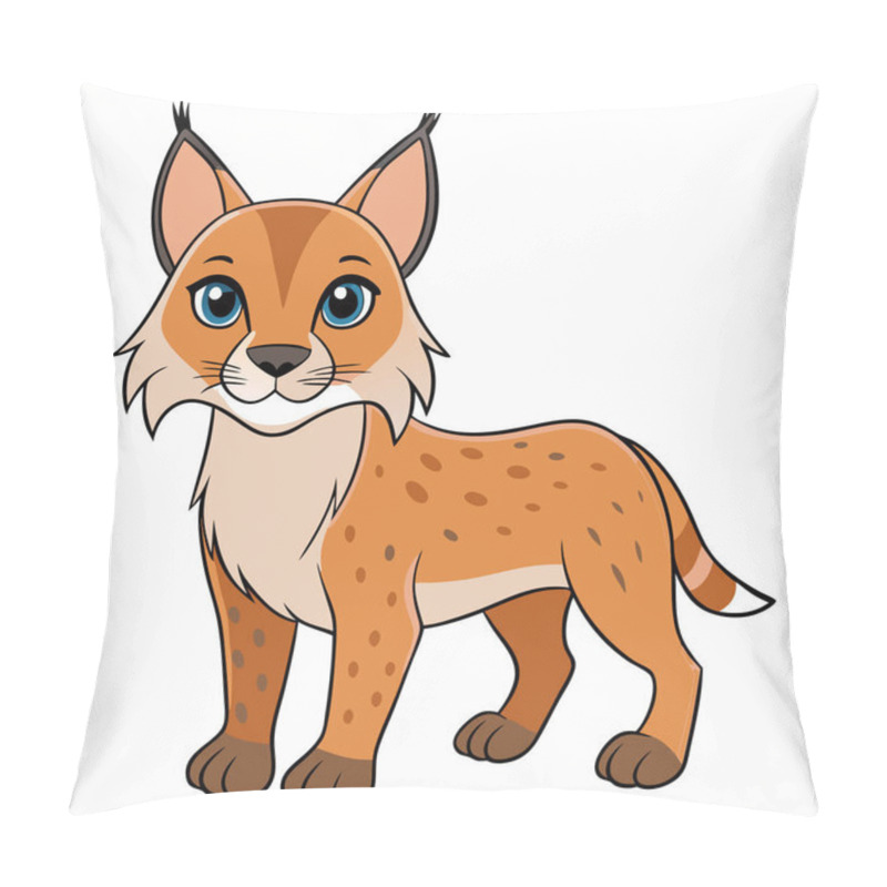 Personality  Lynx Vector Illustration, Cartoon Clipart Character, Animal In Flat Style. Pillow Covers