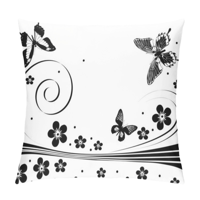 Personality  Black Flower And Butterfly Design Pillow Covers