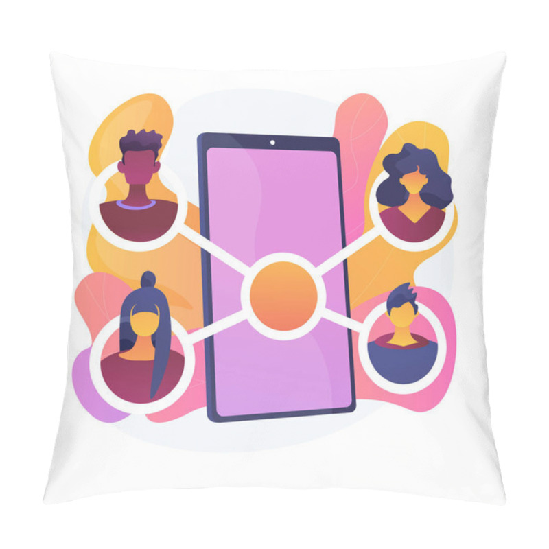 Personality  Mobile Collaboration App. Enterprise Mobility, Freelancers Cooperation Platform, Distance Workers Teamwork. IT In Innovative Workplace Organization. Vector Isolated Concept Metaphor Illustration Pillow Covers