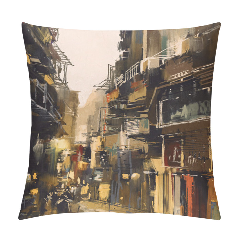 Personality  Narrow Alley With Old Buildings Pillow Covers