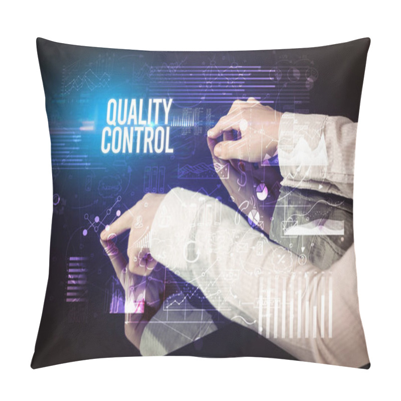 Personality  Businessman Touching Huge Screen Pillow Covers