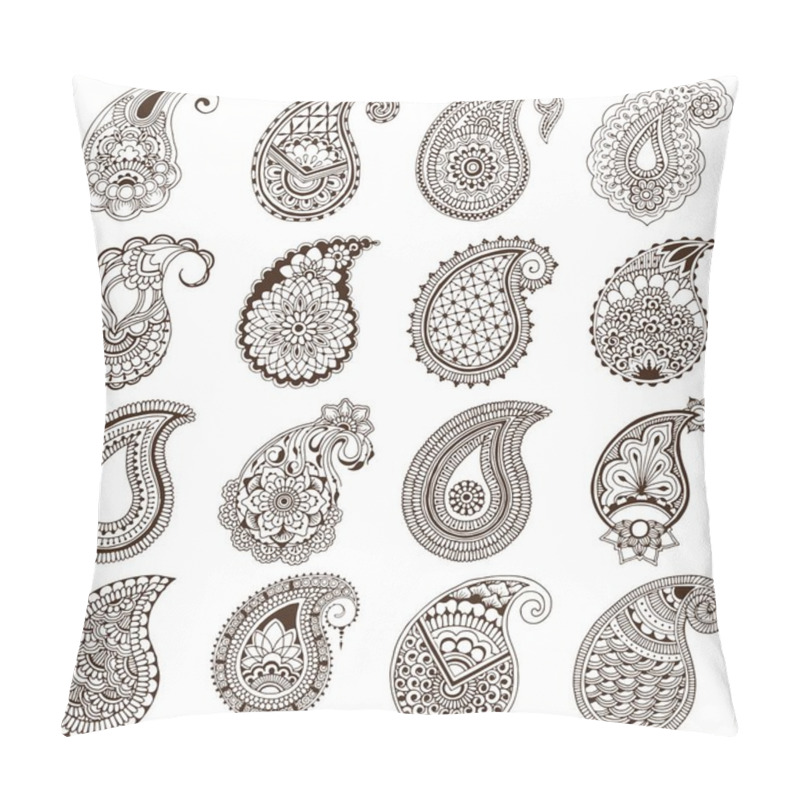 Personality  Set Of Paisley On White Background Pillow Covers