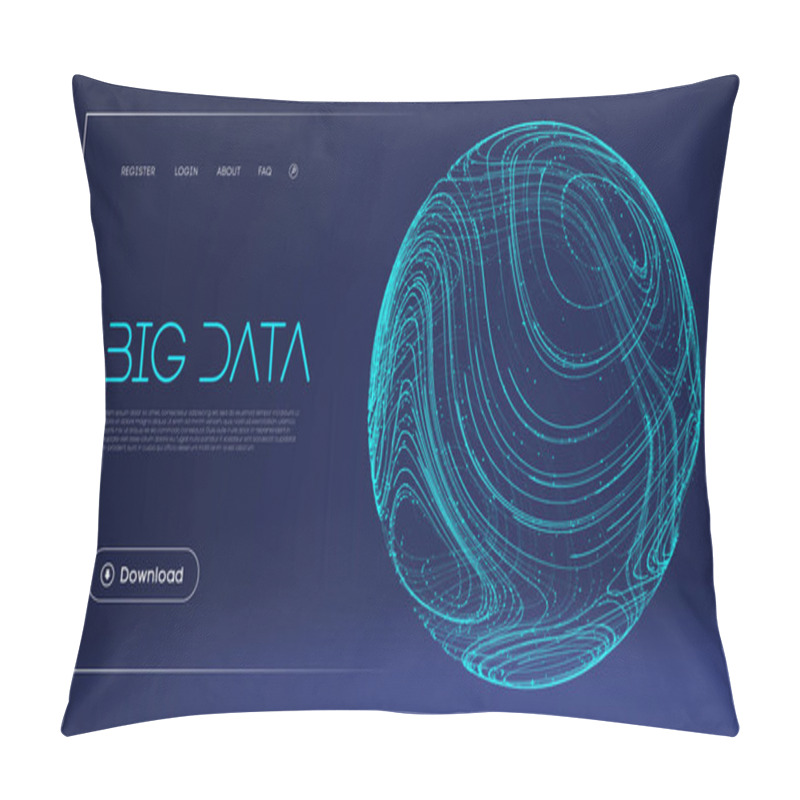 Personality  Data Protect Digital Illustration. Abstract Sphere Energy Field. Technology Barrier Blue Background. Wave Flow Data Secure Vector. Blue Sphere Shield On Blue Background. Pillow Covers