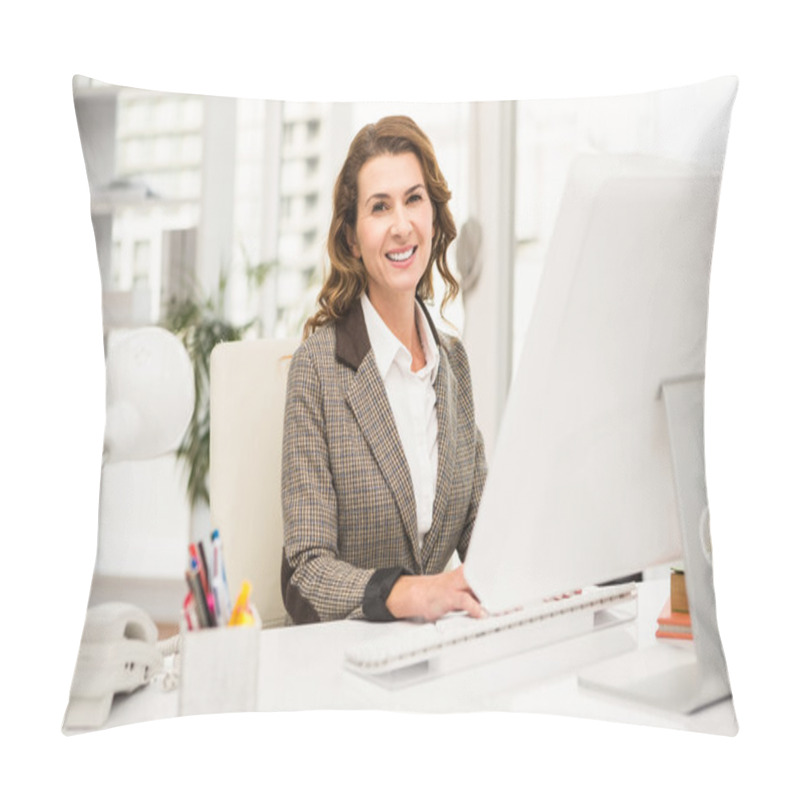 Personality  Businesswoman Working With Computer Pillow Covers