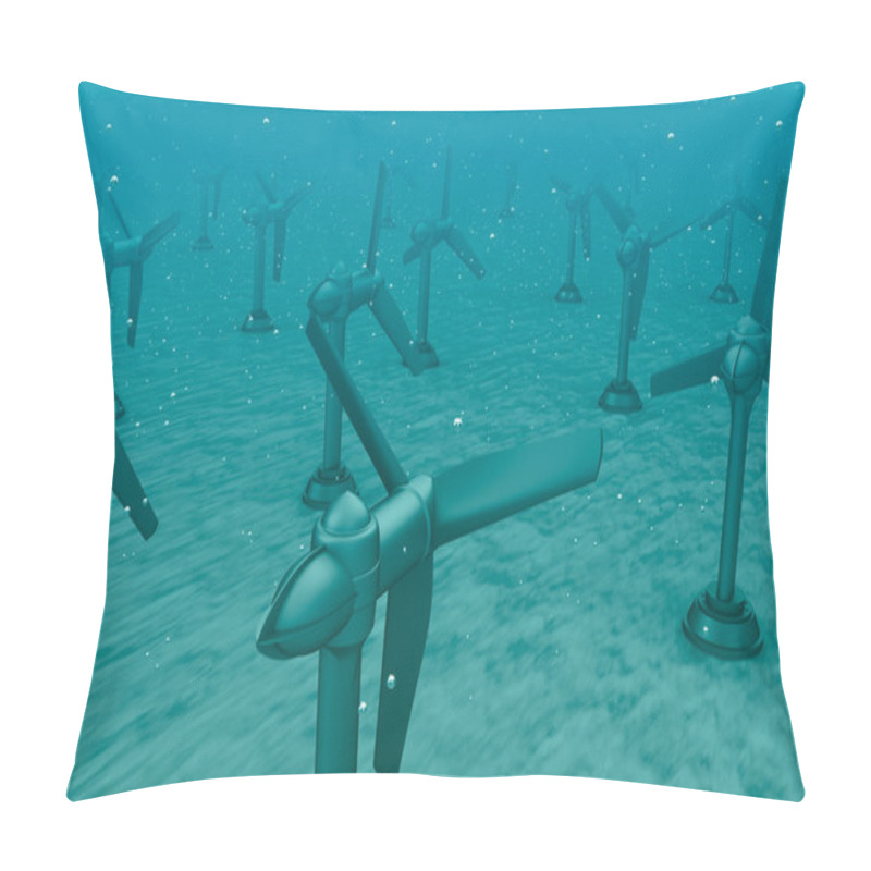 Personality  Tidal Wave Turbines On The Bottom Of The Sea. Pillow Covers