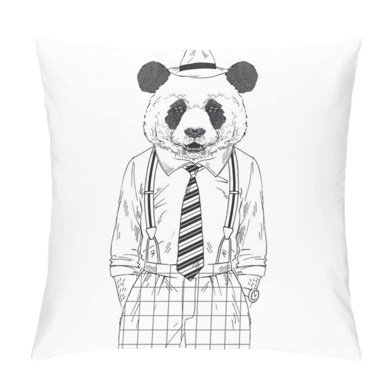 Personality  Panda In Retro Style Pillow Covers