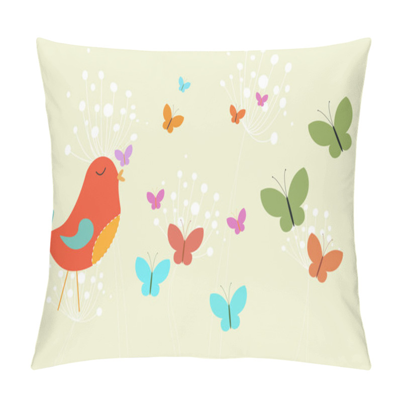 Personality  Bird With Heart And Dandelions Pillow Covers