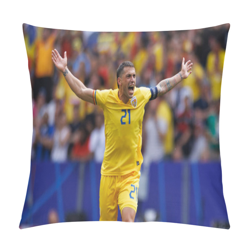 Personality  Nicolae Stanciu Celebrates After Scoring Goal  During UEFA Euro 2024 Game Between National Teams Of Romania  And Ukraine At Allianz Arena, Munich, Germany (Maciej Rogowski) Pillow Covers