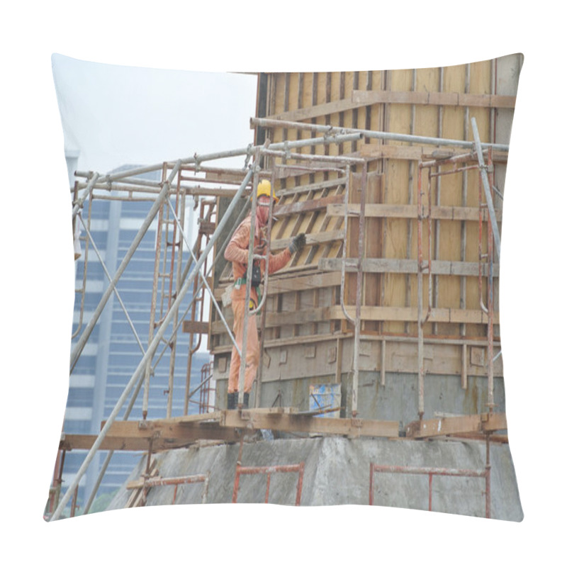 Personality  A Construction Worker Fabricating Column Formwork Pillow Covers