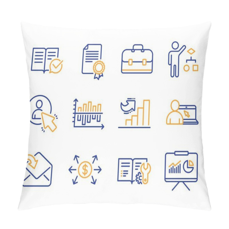 Personality  Receive Mail, Dollar Exchange And Engineering Documentation Icons Set. Vector Pillow Covers