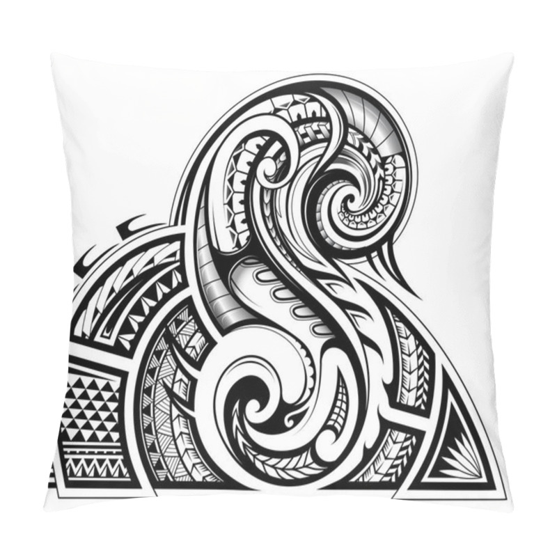 Personality  Shoulder And Sleeve Tattoo Design In Tribal Art Style Pillow Covers