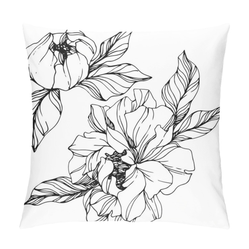 Personality  Vector Peonies. Wildflowers Isolated On White. Engraved Ink Art. Pillow Covers