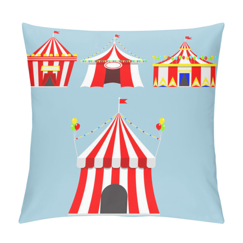 Personality  Circus Show Entertainment Tent Marquee Outdoor Festival With Stripes And Flags Isolated Carnival Signs Pillow Covers