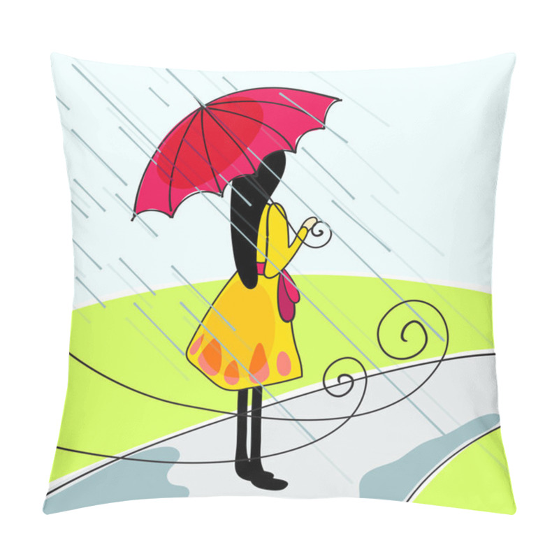 Personality  Cute Girl With Umbrella Pillow Covers