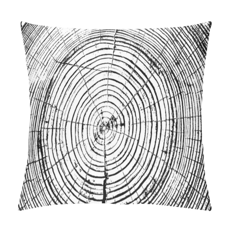 Personality  Tree Rings Saw Cut Tree Trunk Background. Vector Illustration. Pillow Covers