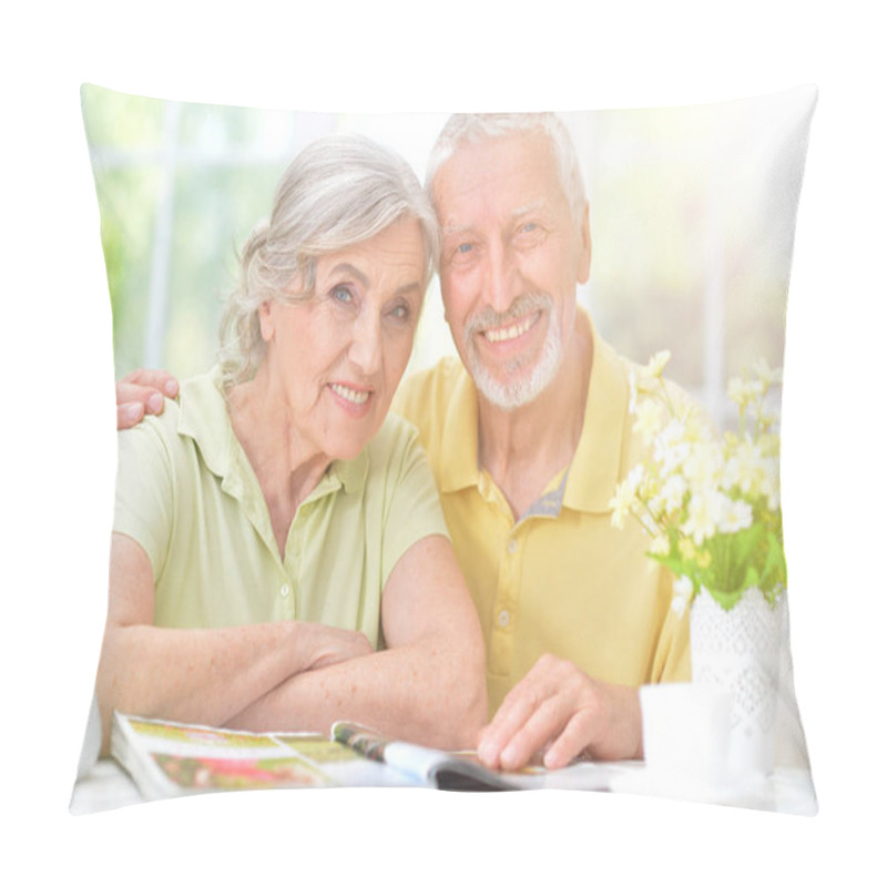 Personality  Portrait Of Happy Senior Couple Pillow Covers