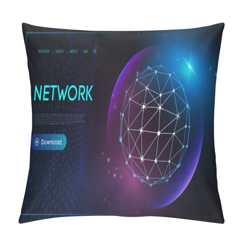 Personality  Technology Sphere, Cloud Network. Abstract Technology Science Background. Sphere Shield Protect. Global Network And Cloud Technology. World Education Concept. EPS 10. Pillow Covers