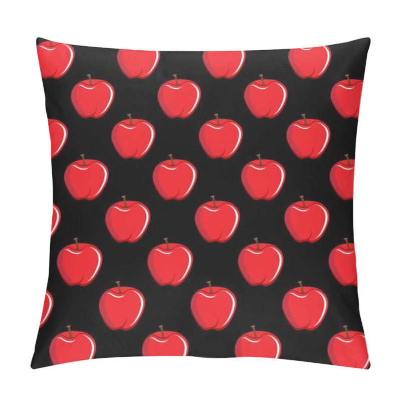 Personality  Apple Fruit Contour Abstract Seamless Pattern On Black Background. Available In High-resolution Jpeg In Several Sizes & Editable Eps File, Can Be Used For Wallpaper, Pattern, Web, Blog, Surface, Textures, Graphic & Printing. Pillow Covers