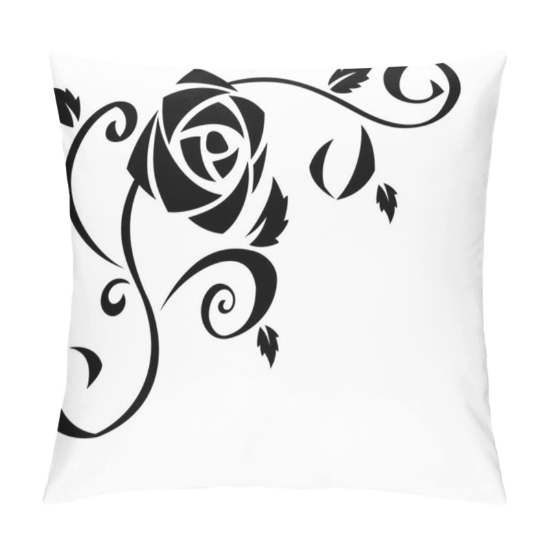 Personality  Rose Flowers Black Silhouette Illustration Pillow Covers