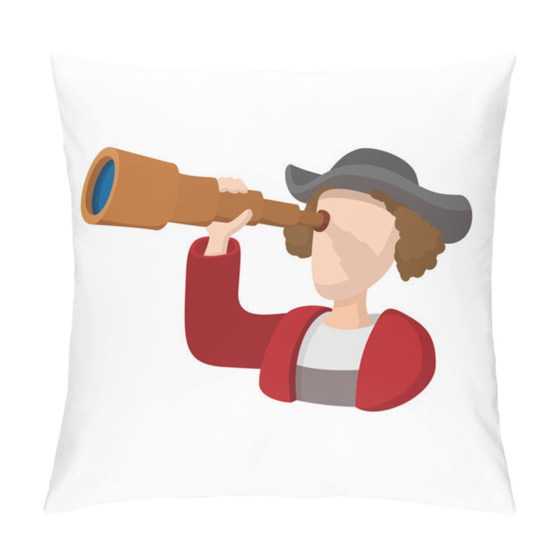 Personality  Christopher Columbus Costume With Spyglass Icon Pillow Covers