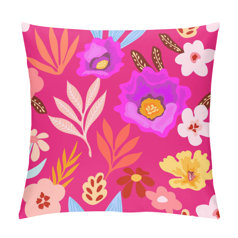 Personality  Seamless Vector Pattern With Flowers, Palm Leaves And Other Plants. Aloha Textile Collection. Pillow Covers