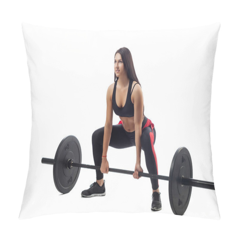 Personality  Woman Doing Squat With Barbell  Pillow Covers