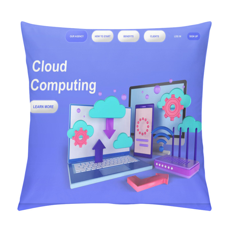 Personality  Cloud Computing 3d Render Illustration. Flat Landing Page Template. Abstract Flat Isometric Concept. 3d Rendering Background. Composition For Web Page, Mobile App, Web Banner And Graphic Design. Pillow Covers