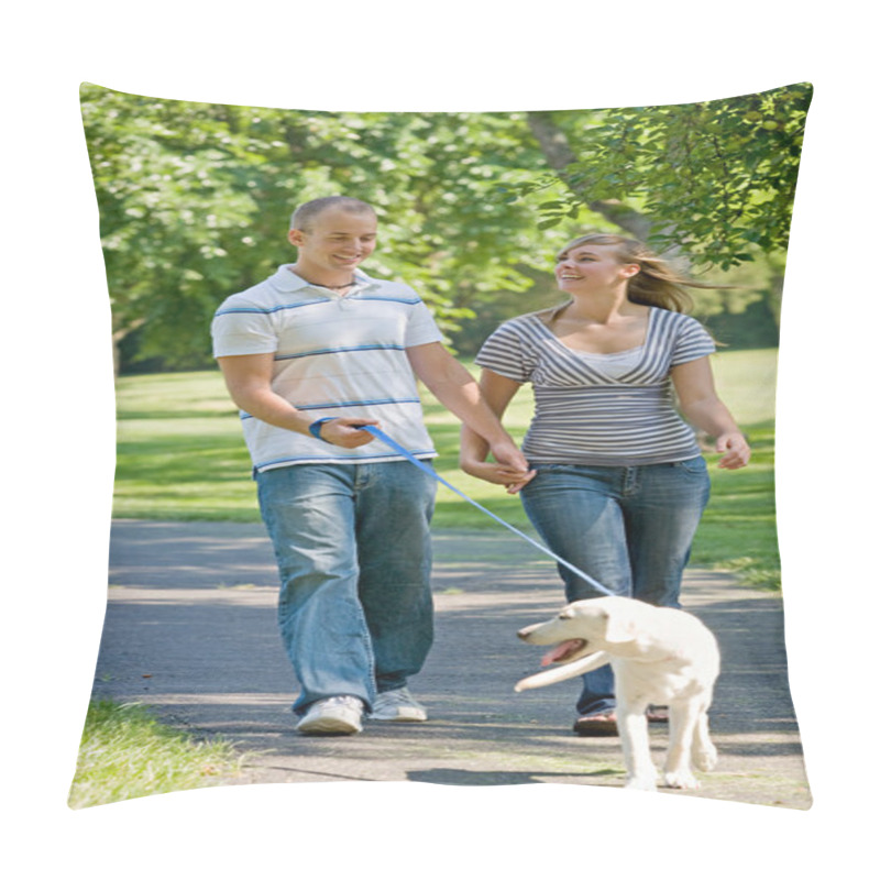 Personality  Young Couple Walking Dog Pillow Covers