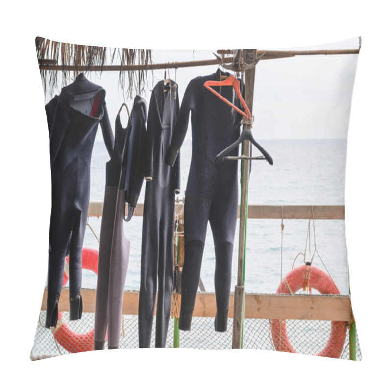 Personality  Wet Suits Hanging To Dry On Boat Deck Pillow Covers