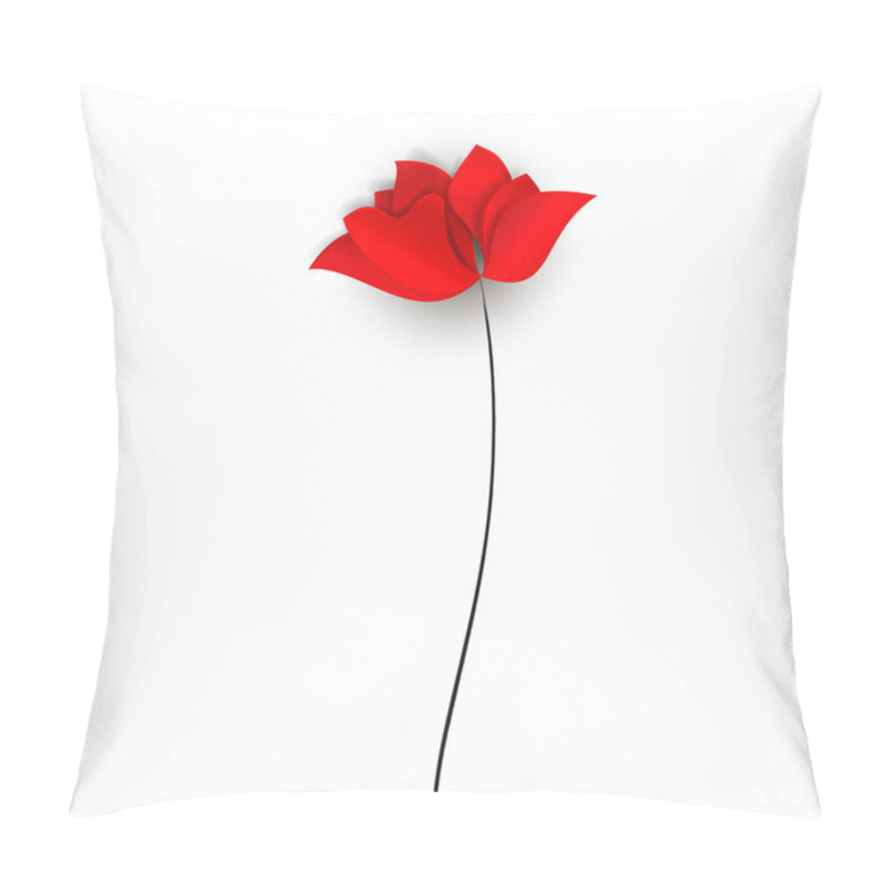 Personality  One Red Abstract Flower, Poppy, Tulip Or Rose. Spring Bright Paper Cut Style 3d Vector Holiday Design Card Or Wallpaper Isolated On White Background. Pillow Covers