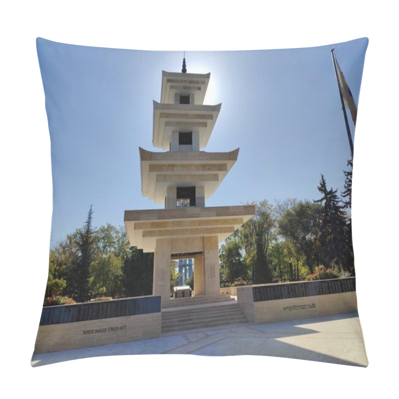 Personality  Ankara, Turkey, October 9, 2024, Memorial To Turkish Soldiers Who Fought In Korea. Monument Of Turkish Soldiers In The Korean War: A Tower Of Courage Standing Tall, Bridging History And Honor Pillow Covers