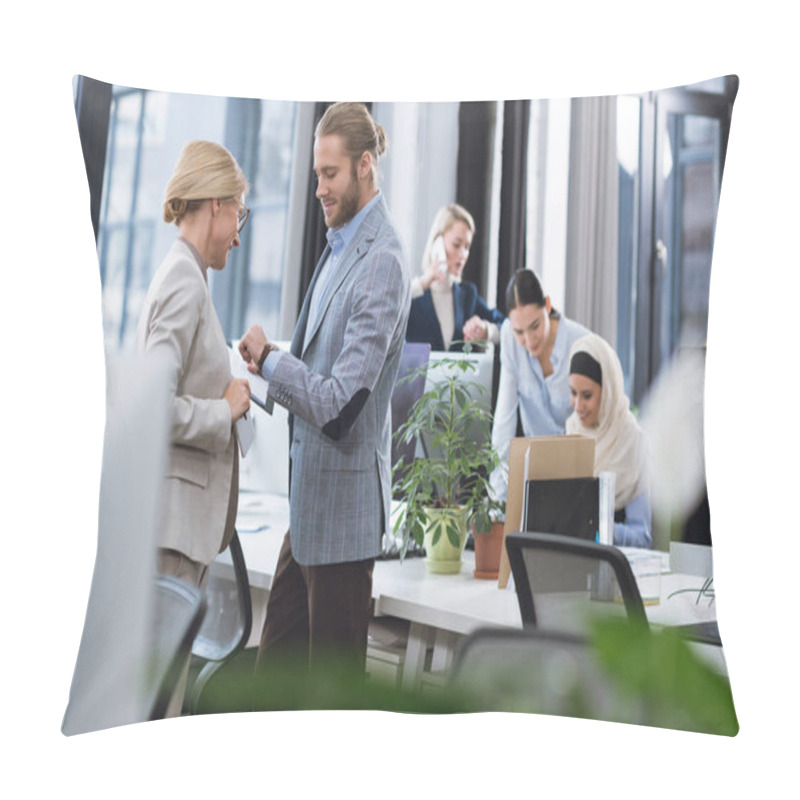 Personality  Businesspeople Discussing Work In Office Pillow Covers