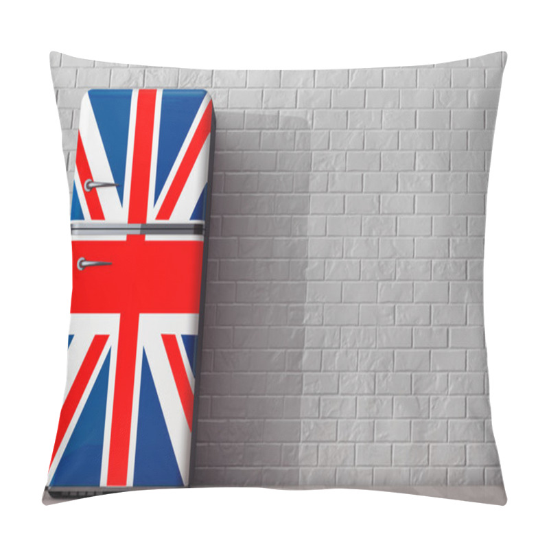 Personality  Retro Refrigerator With The British Flag. 3d Rendering Pillow Covers