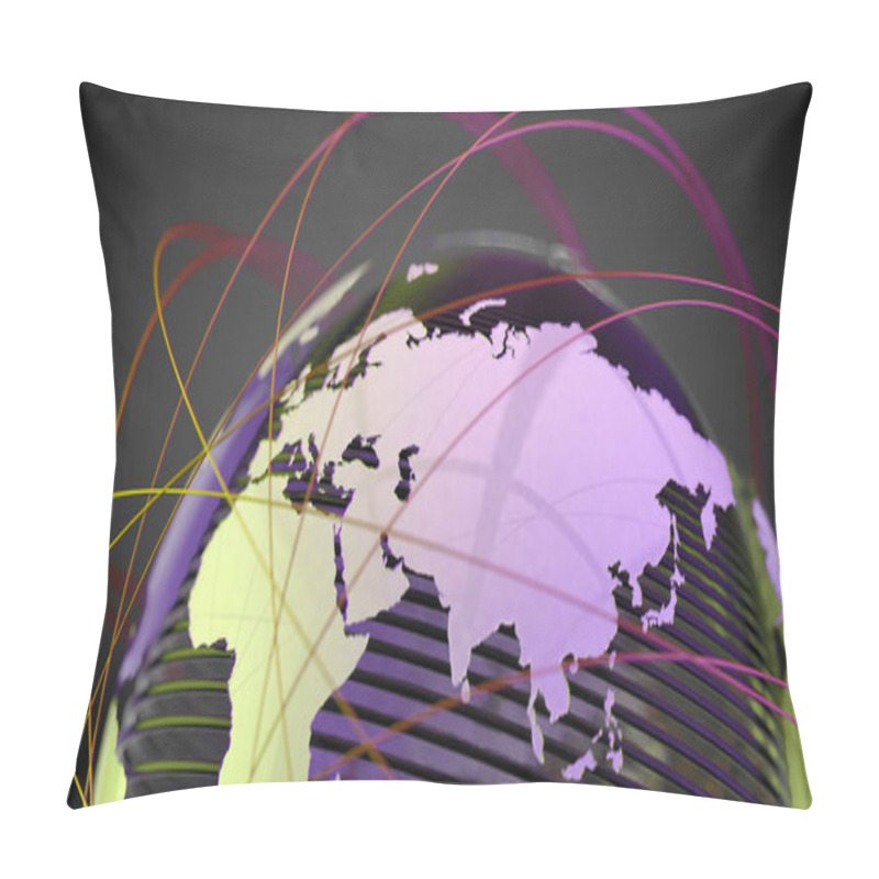 Personality  3d Illustration And Concept Of International Logistics Of Agreements And International Business. Networks And Companies Around The World.World Map And Networking Pillow Covers