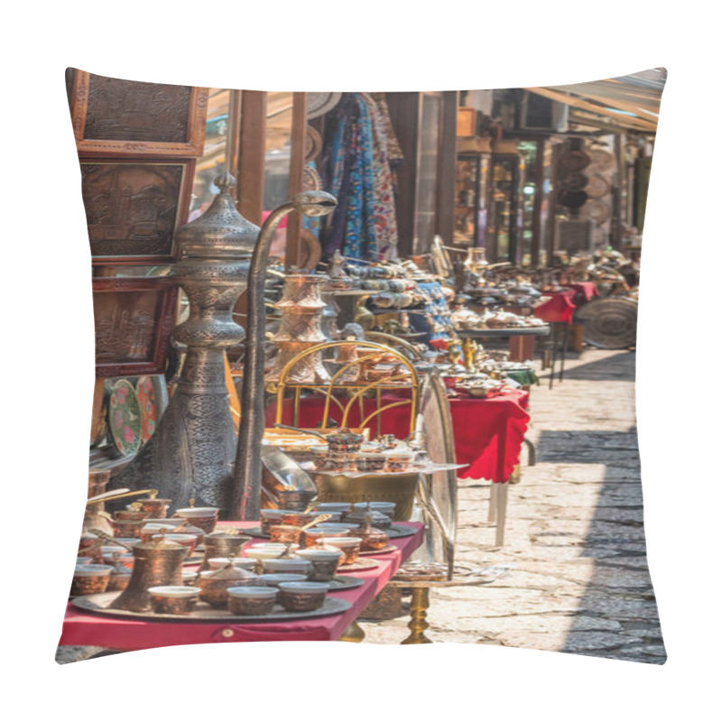 Personality  Traditional Gift Shops In Historical Center Of Sarajevo, Bascarsija. Pillow Covers